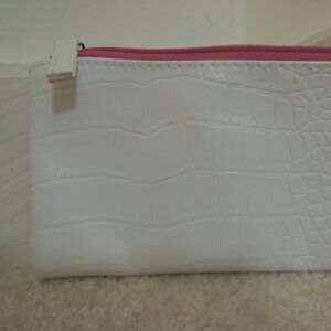 Makeup Bag - White Alligator Look Cosmetic Clutch Purse - Lancome NWOT